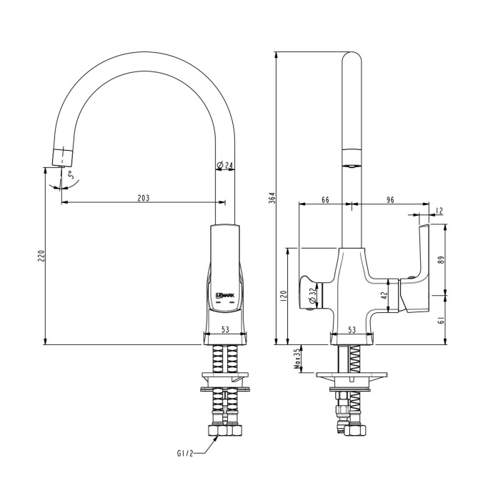 Смеситель Lemark Ursus для кухонной мойки LM7261BL - 1