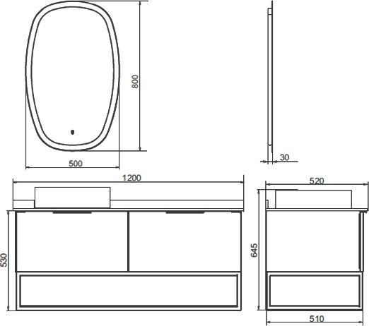 Тумба с раковиной Comforty Порто 120, подвесная, дуб тёмно-коричневый 00-00001287 - 12