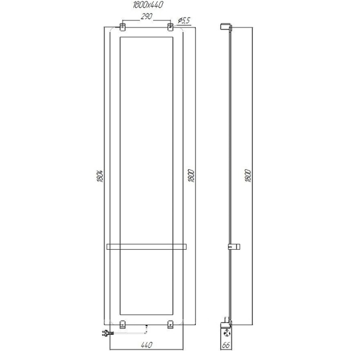 Полотенцесушитель электрический Allen Brau Infinity 44x180 зеркальный 8.21006.GL - 5
