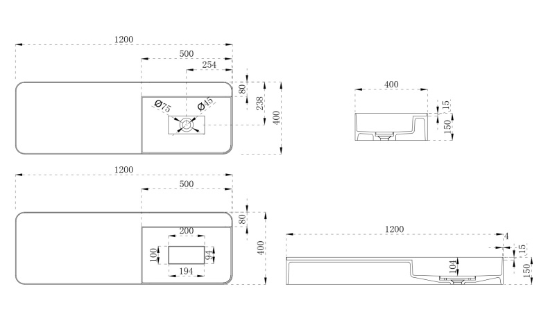 Раковина подвесная ABBER Stein AS2627-1.2 белая матовая - 4
