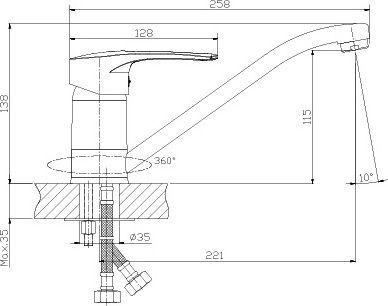 Смеситель для кухонной мойки Rossinka  хром  T40-21 - 1