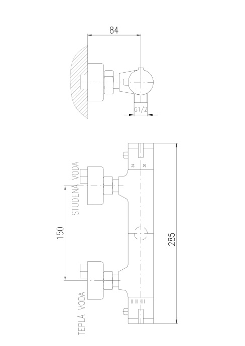 Смеситель для душа термостатический Rav Slezak Termo хром TRM80.5 - 1