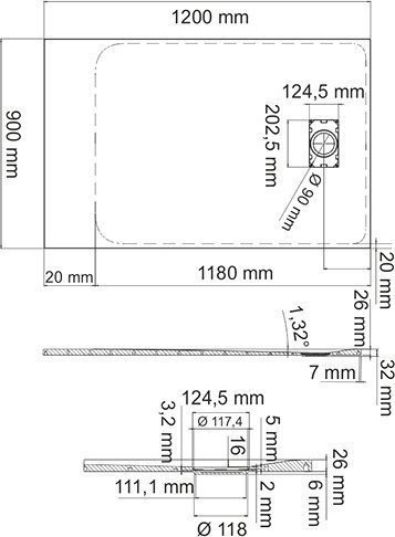 Поддон для душа Wasserkraft Main 41T07 120x90 см - 1