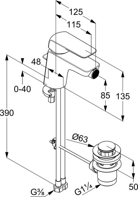 Смеситель для биде Kludi Ameo хром  412160575 - 3
