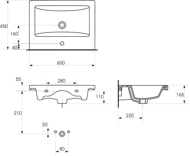 Тумба с раковиной Style Line Ориноко 60 с бельевой корзиной, белая, ориноко - 9