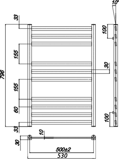 Полотенцесушитель водяной Ravak Degree 50x80 X04000083681 - 3