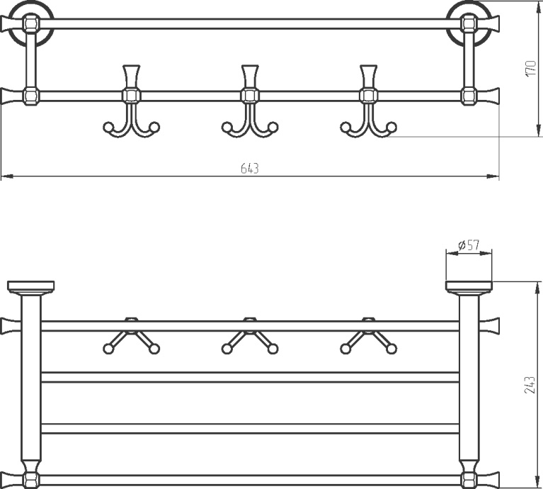 Полка Migliore Fortuna 27713 для полотенец, бронза - 1
