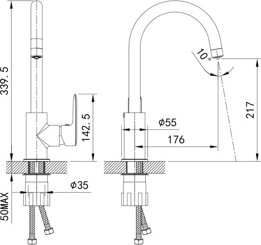 Смеситель IDDIS Cuba для кухонной мойки, черный CUBBLFJi05 - 3