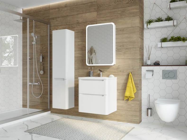 Зеркало-шкаф STWORKI Монтре 60 с подсветкой, сенсорное, светодиод в полотне, навесной, белой, МДФ Мон.03.60/W - 3