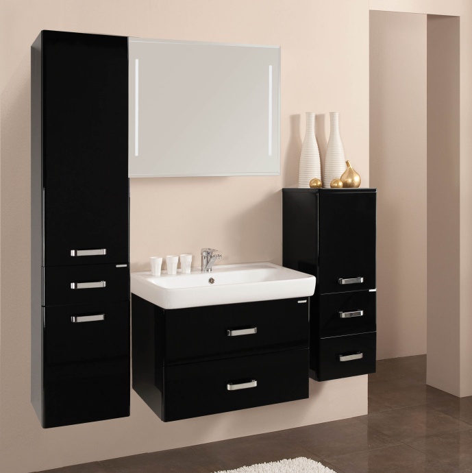 Шкаф-пенал AQUATON Америна чёрный 1A135203AM950 - 1