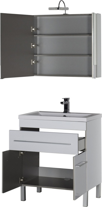 Мебель для ванной Aquanet Верона 75 белая, 1 ящик, 2 двери 182706 - 13