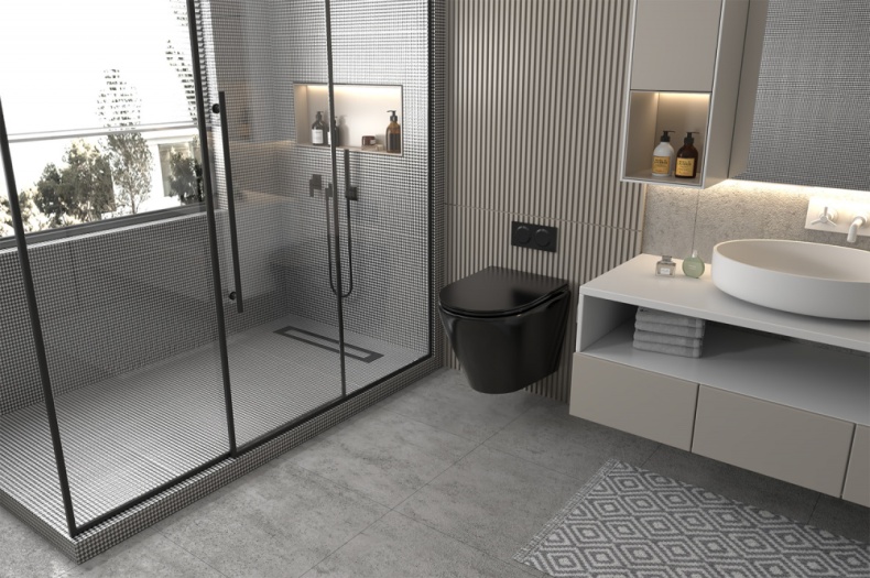 Унитаз подвесной ABBER Bequem черный матовый с сиденьем  AC1102MB - 5